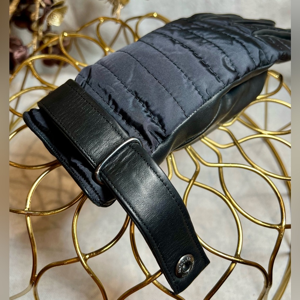 Moncler Black GUANTI Quilted Leather Wool Women’s Gloves Size Medium - Picture 4 of 11